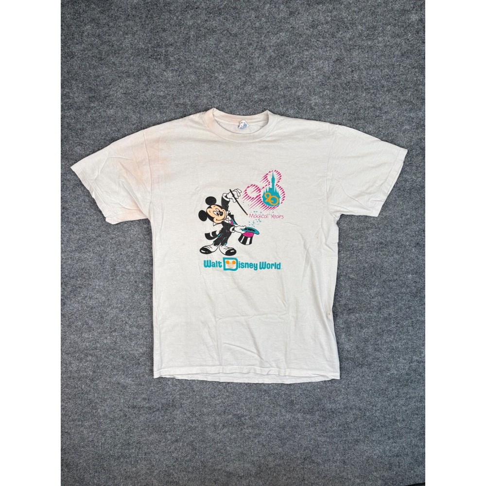 Vintage Walt Disney World 20 Magical Years Mickey Mouse T-Shirt Large White 90s